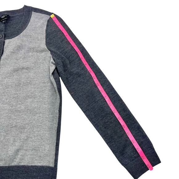 Talbots Womens Gray Color Block Italian Merino Wool Cardigan Work Twin Set Sz LP - Picture 13 of 16